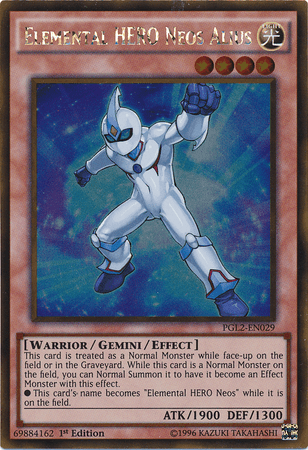 1st Edition, Gemini/Effect Monster, Gold Rare, Light, Premium Gold: Return of the Bling, Unlimited, Warrior Elemental HERO Neos Alius [PGL2-EN029] Gold Rare - Trading Card World