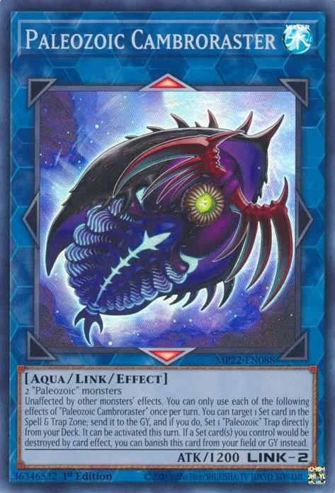 1st Edition, 2022 Tin of the Pharaoh's Gods, Aqua, Link/Effect Monster, Super Rare, Water Paleozoic Cambroraster [MP22-EN088] Super Rare - Trading Card World
