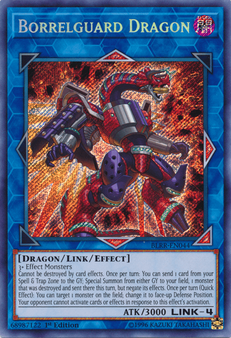 1st Edition, Battles of Legend: Relentless Revenge, Dark, Dragon, Link/Effect Monster, Secret Rare Borrelguard Dragon [BLRR-EN044] Secret Rare - Trading Card World
