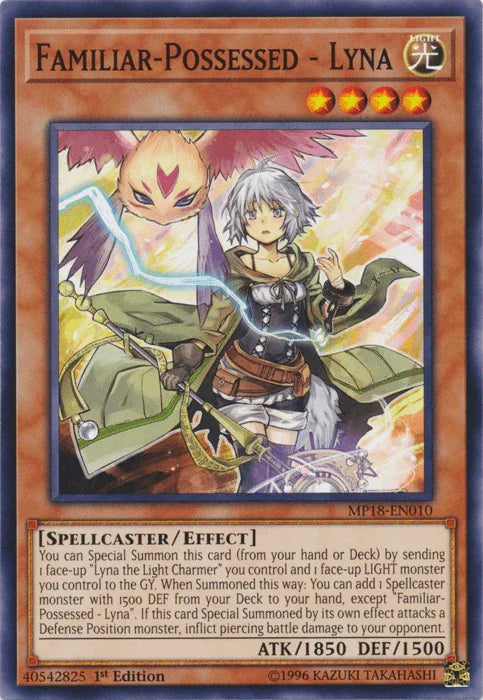 1st Edition, 2018 Mega-Tins Mega Pack, Common, Effect Monster, Light, Spellcaster Familiar-Possessed - Lyna [MP18-EN010] Common - Trading Card World