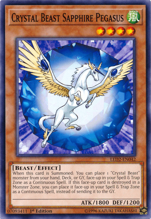 1st Edition, Beast, Common, Effect Monster, Legendary Duelists: Ancient Millennium, Wind Crystal Beast Sapphire Pegasus [LED2-EN042] Common - Trading Card World