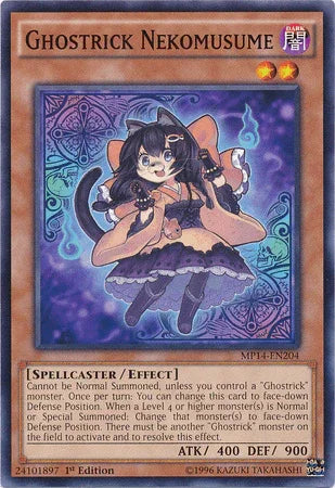 1st Edition, 2014 Mega-Tins Mega Pack, Common, Dark, Effect Monster, Spellcaster Ghostrick Nekomusume [MP14-EN204] Common - Trading Card World