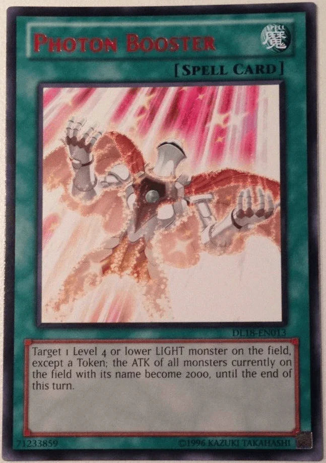 Duelist League Promo, Normal Spell, Rare, Spell, Unlimited Photon Booster (Red) [DL18-EN013] Rare - Trading Card World