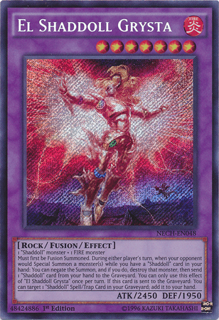 1st Edition, Fire, Fusion/Effect Monster, Rock, Secret Rare, The New Challengers, Unlimited El Shaddoll Grysta [NECH-EN048] Secret Rare - Trading Card World