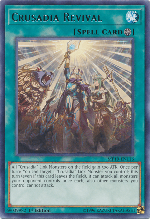 1st Edition, 2019 Gold Sarcophagus Tin Mega Pack, Field Spell, Rare, Spell, Unlimited Crusadia Revival [MP19-EN116] Rare - Trading Card World