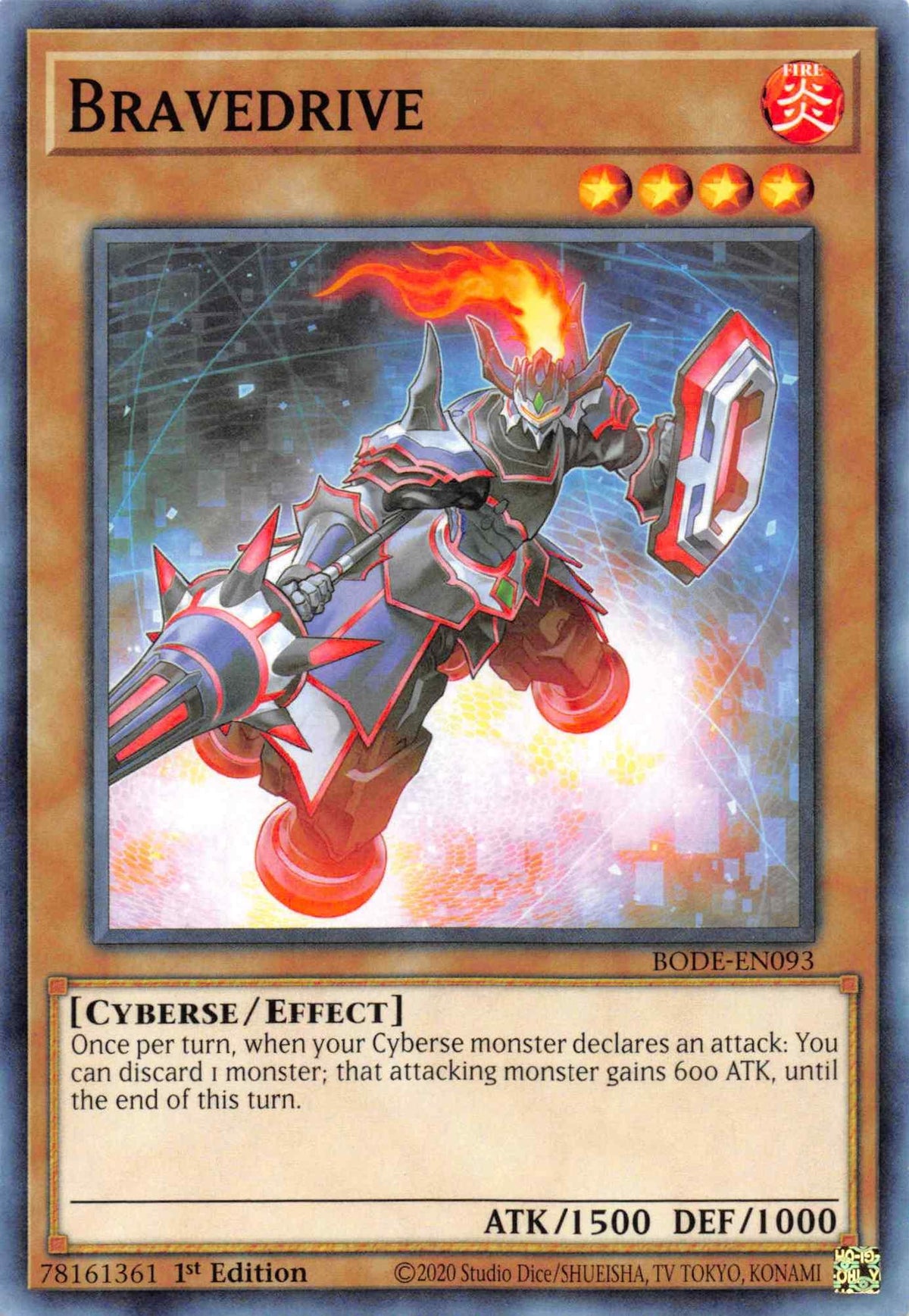 1st Edition, Burst of Destiny, Common, Cyberse, Effect Monster, Fire Bravedrive [BODE-EN093] Common - Trading Card World