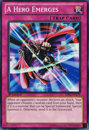1st Edition, Battle Pack 2: War of the Giants, Common, Normal Trap, Trap, Unlimited A Hero Emerges [BP02-EN179] Common - Trading Card World