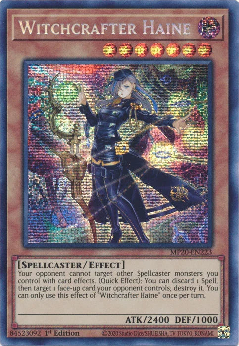1st Edition, 2020 Tin of Lost Memories, Dark, Effect Monster, Prismatic Secret Rare, Spellcaster Witchcrafter Haine [MP20-EN223] Prismatic Secret Rare - Trading Card World