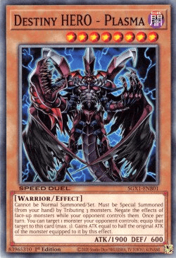 1st Edition, Common, Dark, Effect Monster, Speed Duel GX: Duel Academy Box, Warrior Destiny HERO - Plasma [SGX1-ENB01] Common - Trading Card World
