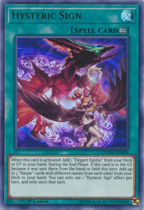 1st Edition, Continuous Spell, Duel Overload, Spell, Ultra Rare Hysteric Sign [DUOV-EN093] Ultra Rare - Trading Card World