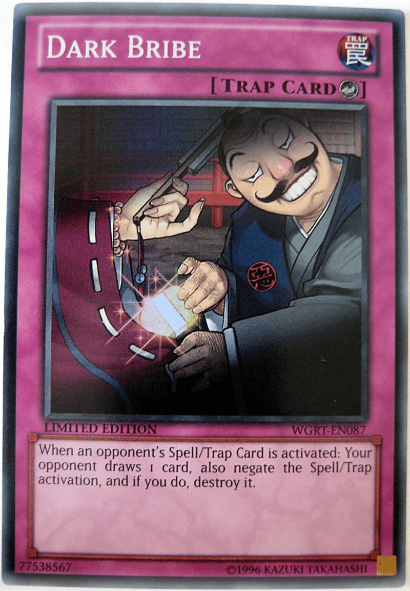 Battle Pack 2: War of the Giants Reinforcements, Counter Trap, Limited, Super Rare, Trap Dark Bribe [WGRT-EN087] Super Rare - Trading Card World