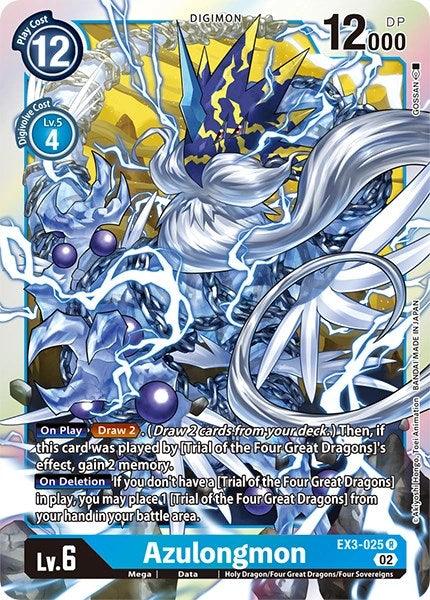 Blue, Data, Digimon, EX3-025, Holy Dragon/Four Great Dragons/Four Sovereigns, Mega, Rare, Revision Pack Cards Azulongmon [EX3-025] [Revision Pack Cards] - Trading Card World