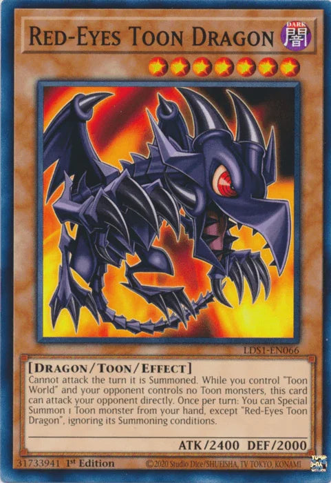1st Edition, Common, Dark, Dragon, Legendary Duelists: Season 1, Toon/Effect Monster Red-Eyes Toon Dragon [LDS1-EN066] Common - Trading Card World