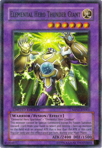 Fusion/Effect Monster, Light, Limited, Mattel Action Figure Promos: Series 1, Parallel Rare, Warrior Elemental Hero Thunder Giant [MF01-EN001] Parallel Rare - Trading Card World