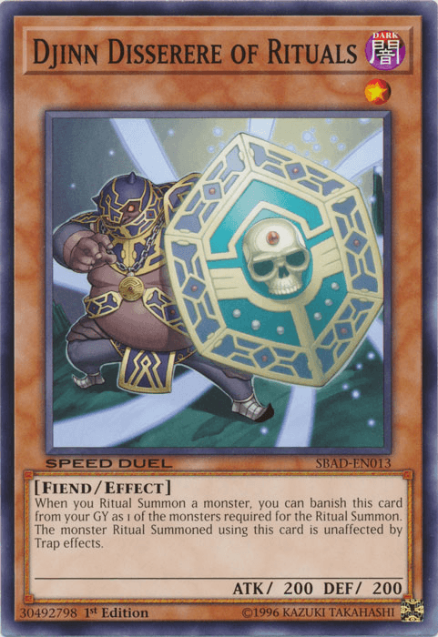1st Edition, Common, Dark, Effect Monster, Fiend, Speed Duel: Attack from the Deep Djinn Disserere of Rituals [SBAD-EN013] Common - Trading Card World