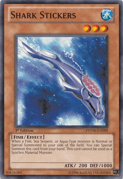 1st Edition, Common, Effect Monster, Fish, Photon Shockwave, Unlimited, Water Shark Stickers [PHSW-EN009] Common - Trading Card World