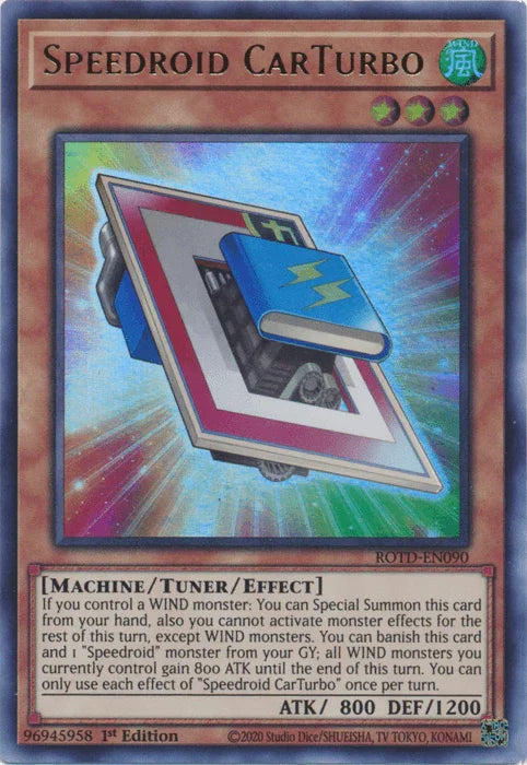 1st Edition, Machine, Rise of the Duelist, Tuner/Effect Monster, Ultra Rare, Wind Speedroid CarTurbo [ROTD-EN090] Ultra Rare - Trading Card World