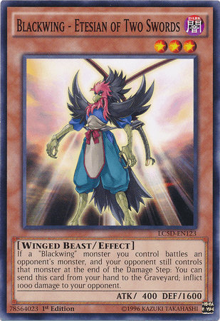 1st Edition, Common, Dark, Effect Monster, Legendary Collection 5D's, Winged Beast Blackwing - Etesian of Two Swords [LC5D-EN123] Common - Trading Card World