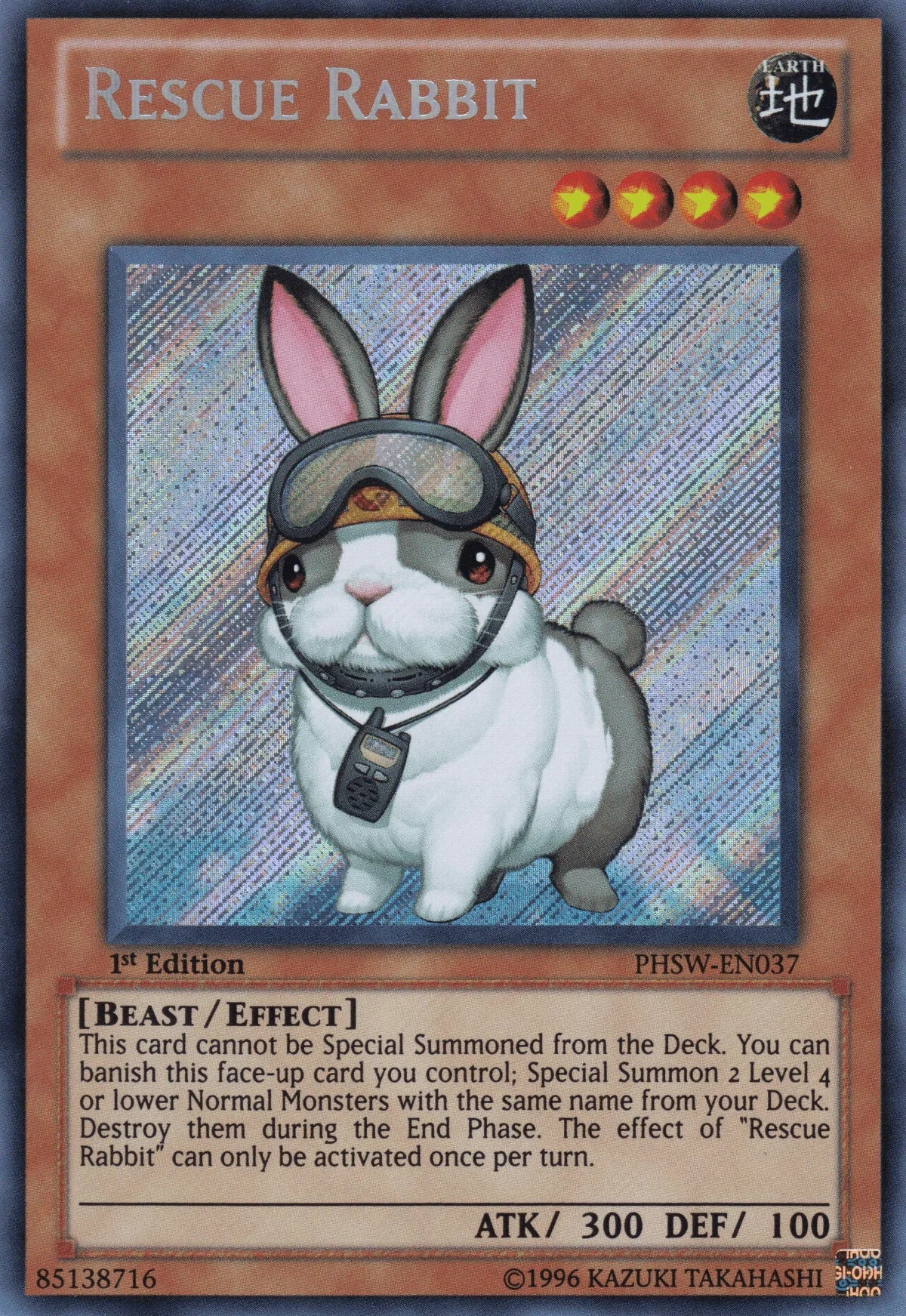 1st Edition, Beast, Earth, Effect Monster, Photon Shockwave, Secret Rare, Unlimited Rescue Rabbit [PHSW-EN037] Secret Rare - Trading Card World