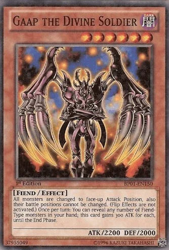1st Edition, Battle Pack: Epic Dawn, Dark, Effect Monster, Fiend, Starfoil Rare, Unlimited Gaap the Divine Soldier [BP01-EN150] Starfoil Rare - Trading Card World