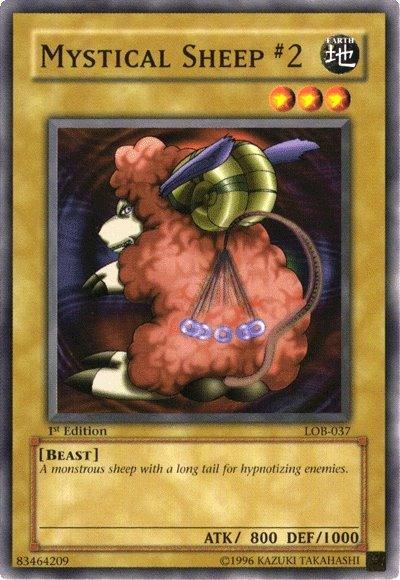 1st Edition, Beast, Common, Earth, Normal Monster, The Legend of Blue Eyes White Dragon, Unlimited Mystical Sheep #2 [LOB-037] Common - Trading Card World