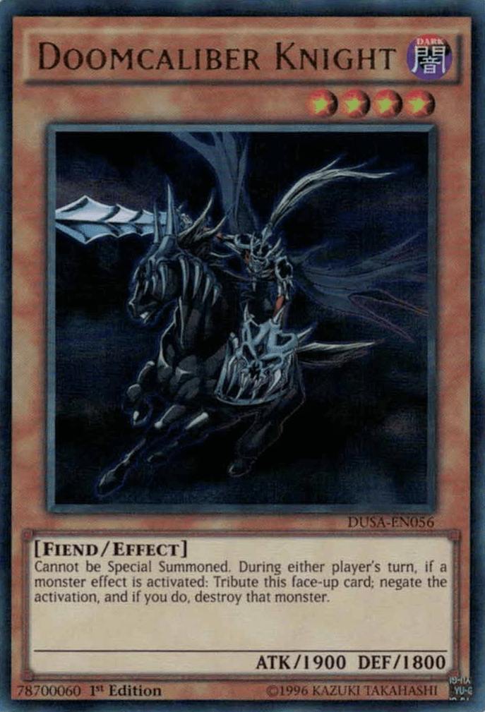 1st Edition, Dark, Duelist Saga, Effect Monster, Fiend, Ultra Rare Doomcaliber Knight [DUSA-EN056] Ultra Rare - Trading Card World