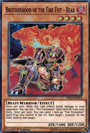 1st Edition, Beast-Warrior, Effect Monster, Fire, Fists of the Gadgets, Super Rare Brotherhood of the Fire Fist - Bear [FIGA-EN023] Super Rare - Trading Card World