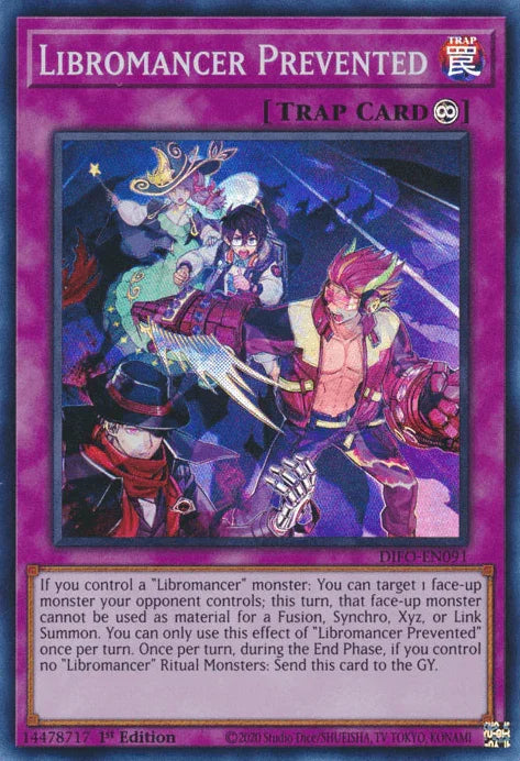 1st Edition, Continuous Trap, Dimension Force, Super Rare, Trap Libromancer Prevented [DIFO-EN091] Super Rare - Trading Card World