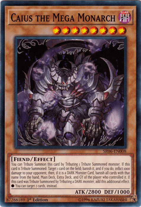 1st Edition, Common, Dark, Effect Monster, Fiend, Structure Deck: Lair of Darkness Caius the Mega Monarch [SR06-EN008] Common - Trading Card World