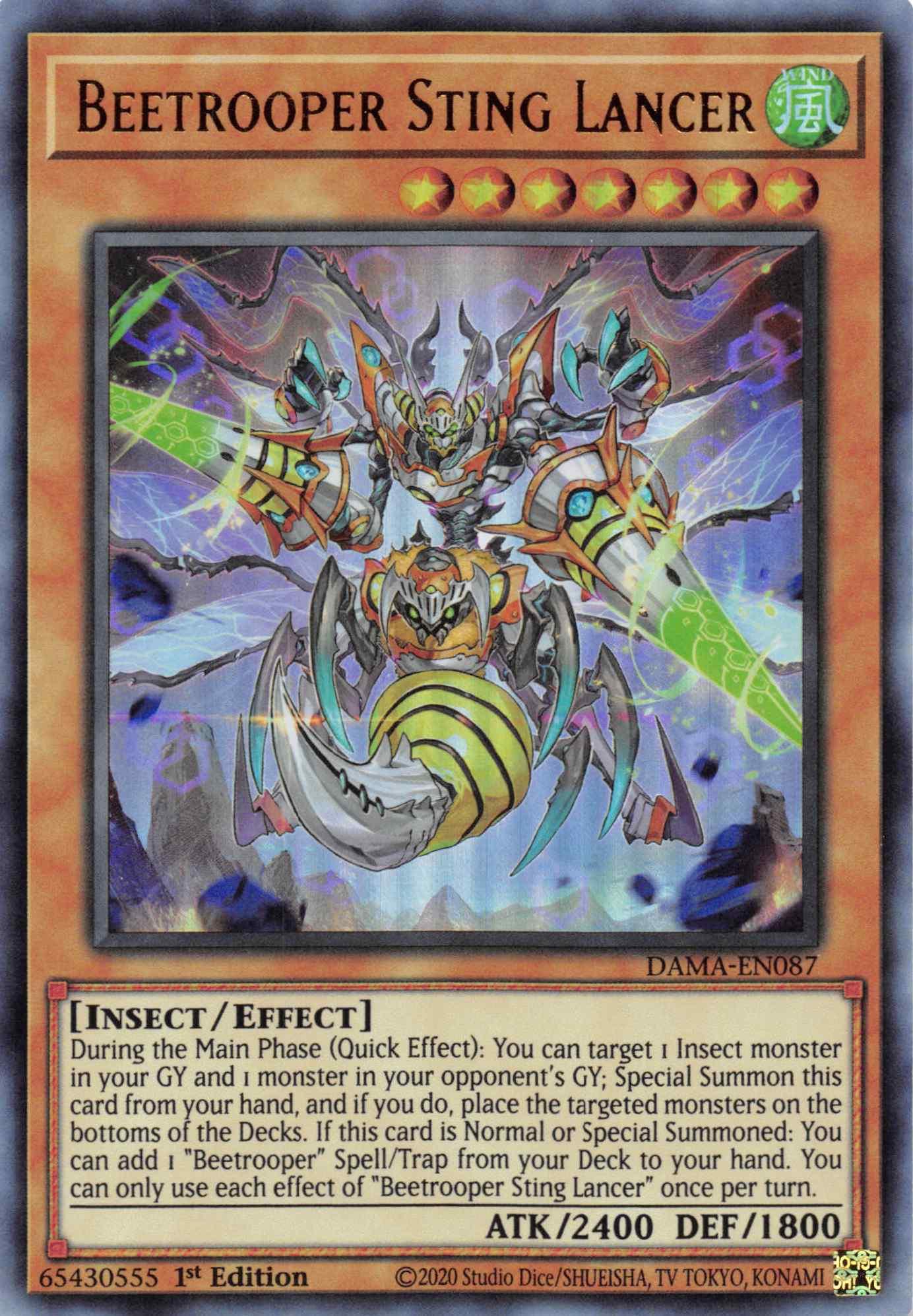 1st Edition, Dawn of Majesty, Effect Monster, Insect, Ultra Rare, Wind Beetrooper Sting Lancer [DAMA-EN087] Ultra Rare - Trading Card World