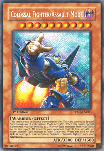 1st Edition, Crimson Crisis, Dark, Effect Monster, Secret Rare, Unlimited, Warrior Colossal Fighter/Assault Mode [CRMS-EN000] Secret Rare - Trading Card World