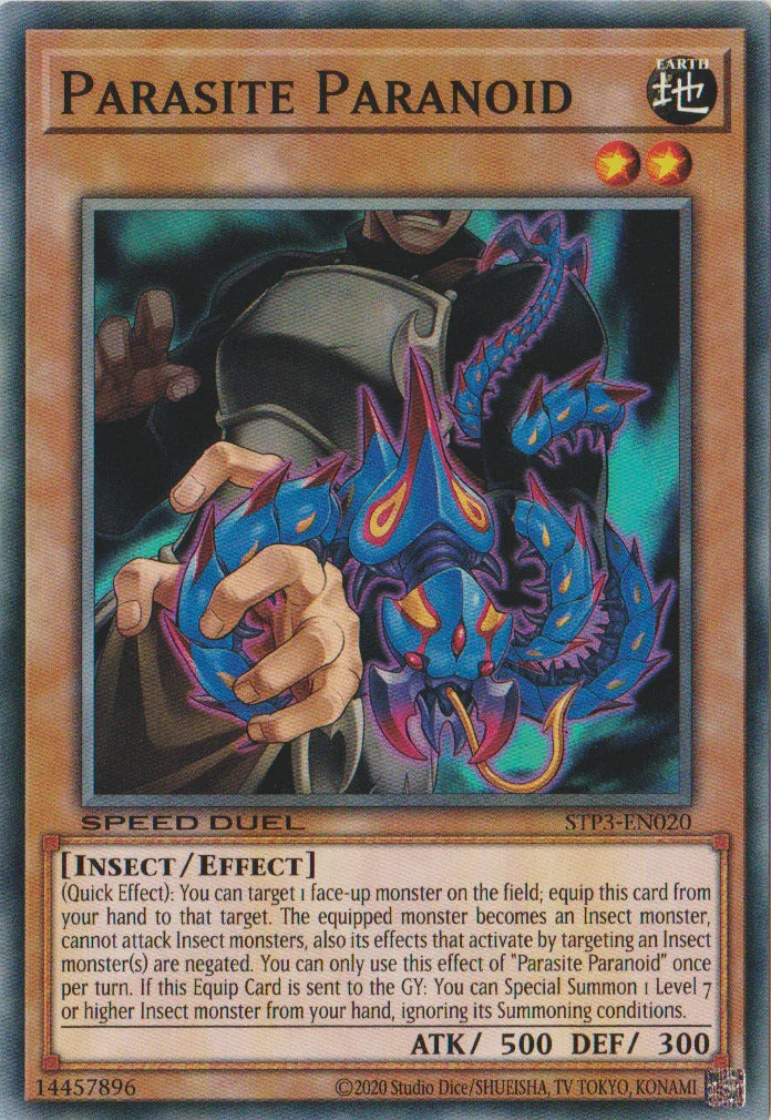 Common, Earth, Effect Monster, Insect, Speed Duel: Tournament Pack 3, Unlimited Parasite Paranoid [STP3-EN020] Common - Trading Card World