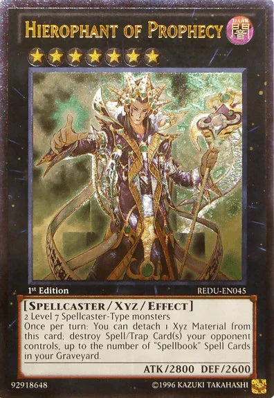 1st Edition, Dark, Return of the Duelist, Spellcaster, Ultimate Rare, Unlimited, Xyz/Effect Monster Hierophant of Prophecy [REDU-EN045] Ultimate Rare - Trading Card World
