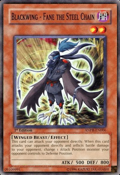 1st Edition, Ancient Prophecy, Common, Dark, Effect Monster, Unlimited, Winged Beast Blackwing - Fane the Steel Chain [ANPR-EN006] Common - Trading Card World