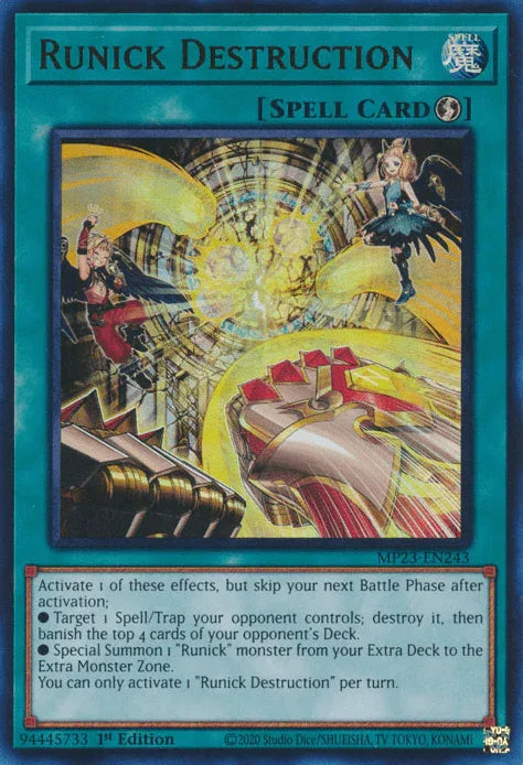 1st Edition, Dueling Heroes Collectors Tin - Mega Pack (25th Anniversary Edition), Quick-Play Spell, Spell, Ultra Rare Runick Destruction [MP23-EN243] Ultra Rare - Trading Card World