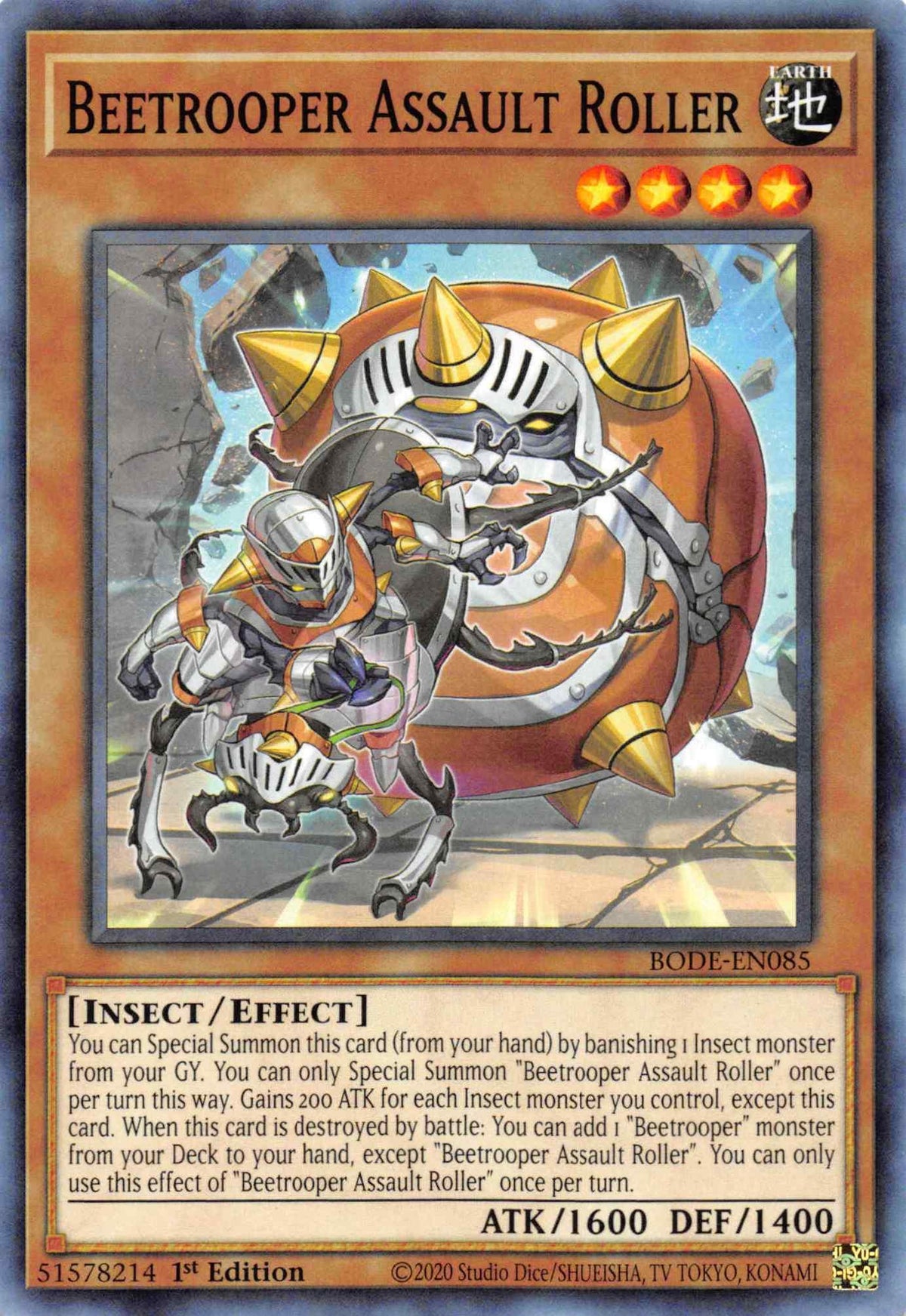 1st Edition, Burst of Destiny, Common, Earth, Effect Monster, Insect Beetrooper Assault Roller [BODE-EN085] Common - Trading Card World