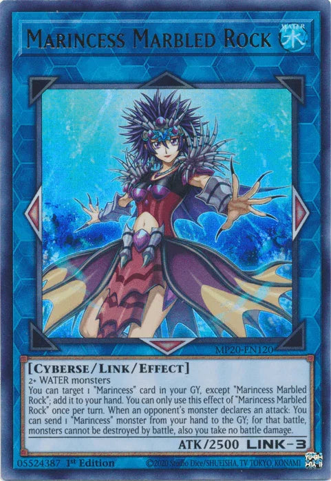 1st Edition, 2020 Tin of Lost Memories, Cyberse, Link/Effect Monster, Ultra Rare, Water Marincess Marbled Rock [MP20-EN120] Ultra Rare - Trading Card World
