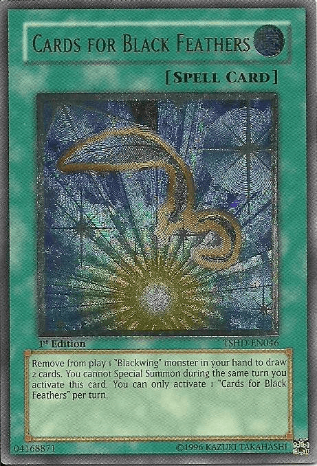 1st Edition, Normal Spell, Spell, The Shining Darkness, Ultimate Rare, Unlimited Cards for Black Feathers [TSHD-EN046] Ultimate Rare - Trading Card World