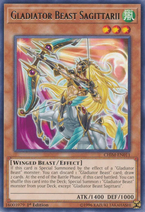 1st Edition, Chaos Impact, Effect Monster, Rare, Unlimited, Wind, Winged Beast Gladiator Beast Sagittarii [CHIM-EN011] Rare - Trading Card World
