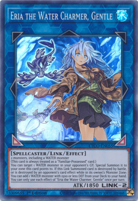 1st Edition, Eternity Code, Link/Effect Monster, Spellcaster, Super Rare, Water Eria the Water Charmer, Gentle [ETCO-EN055] Super Rare - Trading Card World