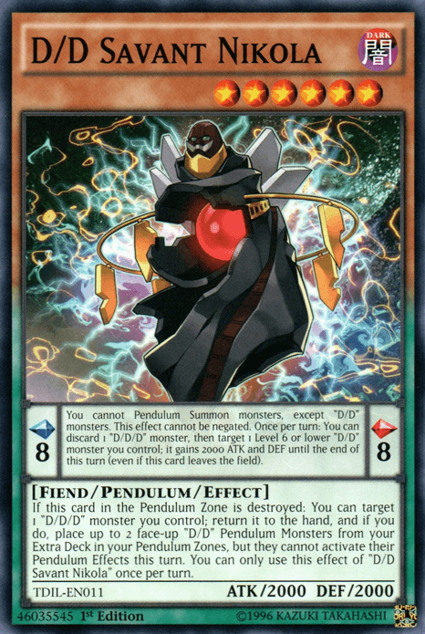 1st Edition, Common, Dark, Fiend, Pendulum/Effect Monster, The Dark Illusion, Unlimited D/D Savant Nikola [TDIL-EN011] Common - Trading Card World