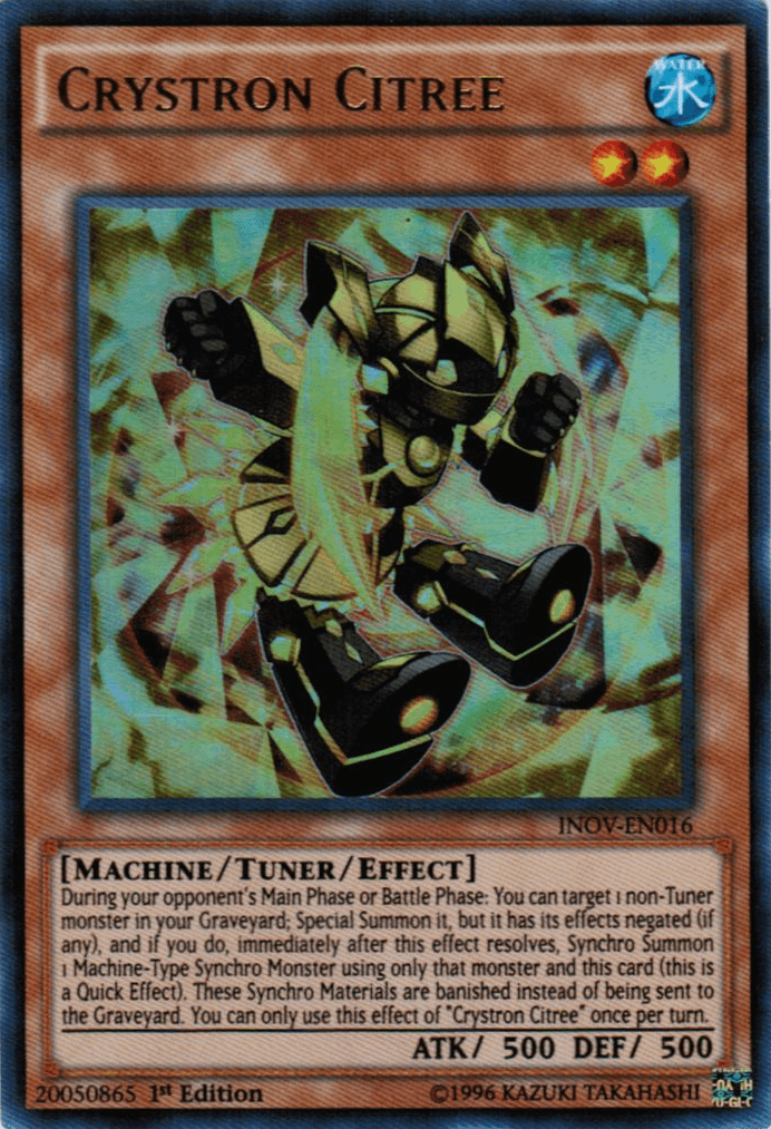 1st Edition, Invasion: Vengeance, Machine, Tuner/Effect Monster, Ultra Rare, Unlimited, Water Crystron Citree [INOV-EN016] Ultra Rare - Trading Card World
