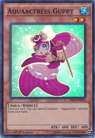 1st Edition, Aqua, Dragons of Legend 2, Effect Monster, Super Rare, Water Aquaactress Guppy [DRL2-EN040] Super Rare - Trading Card World