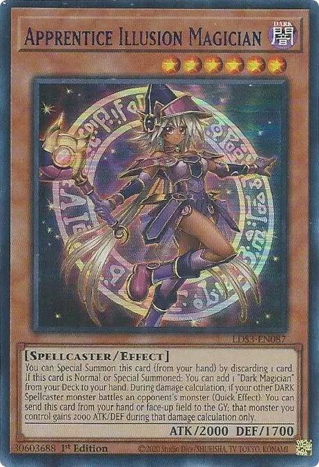 1st Edition, Dark, Effect Monster, Legendary Duelists: Season 3, Spellcaster, Ultra Rare Apprentice Illusion Magician (Blue) [LDS3-EN087] Ultra Rare - Trading Card World