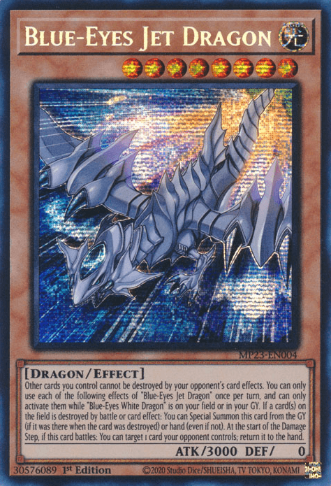 1st Edition, Dragon, Dueling Heroes Collectors Tin - Mega Pack (25th Anniversary Edition), Effect Monster, Light, Prismatic Secret Rare Blue-Eyes Jet Dragon [MP23-EN004] Prismatic Secret Rare - Trading Card World