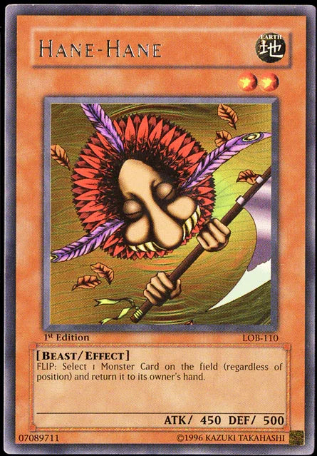 1st Edition, Beast, Earth, Effect Monster, Rare, The Legend of Blue Eyes White Dragon, Unlimited Hane-Hane [LOB-110] Rare - Trading Card World