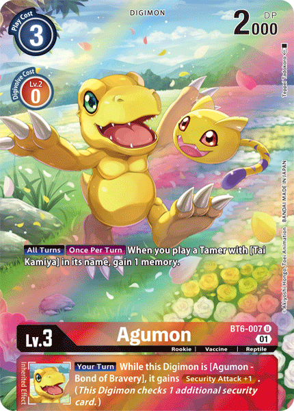 BT6-007, Digimon, Double Diamond, Red, Reptile, Rookie, Uncommon, Vaccine Agumon [BT6-007] (Alternate Art) [Double Diamond] - Trading Card World