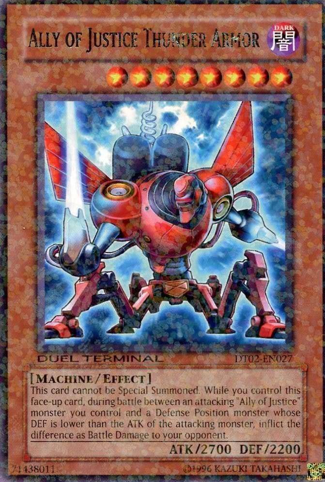 Dark, Duel Terminal 2, Effect Monster, Limited, Machine, Rare Ally of Justice Thunder Armor [DT02-EN027] Rare - Trading Card World