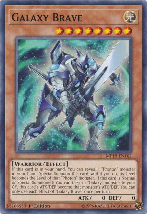 1st Edition, 2019 Gold Sarcophagus Tin Mega Pack, Common, Effect Monster, Light, Unlimited, Warrior Galaxy Brave [MP19-EN162] Common - Trading Card World