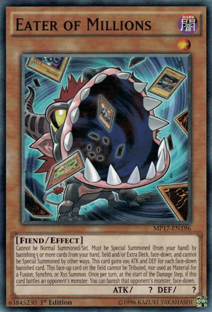 1st Edition, 2017 Mega-Tins Mega Pack, Common, Dark, Effect Monster, Fiend Eater of Millions [MP17-EN196] Common - Trading Card World